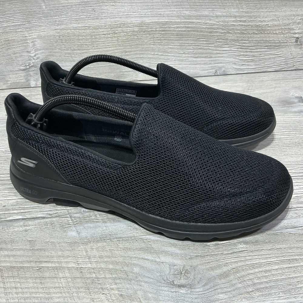 Skechers Go Walk 5 Goga Mat Black Slip-On Sneakers Women's Size 12 Comfort Shoe